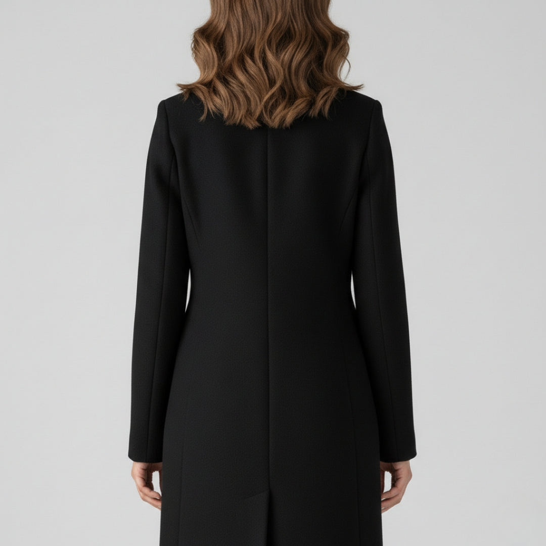 MARTINA Long Double Breasted Wool Blend Coat