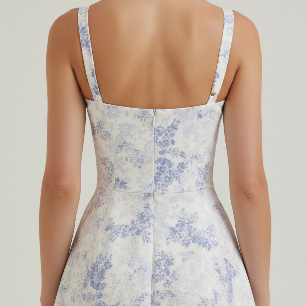 LUNA Floral Sweetheart Midi Dress