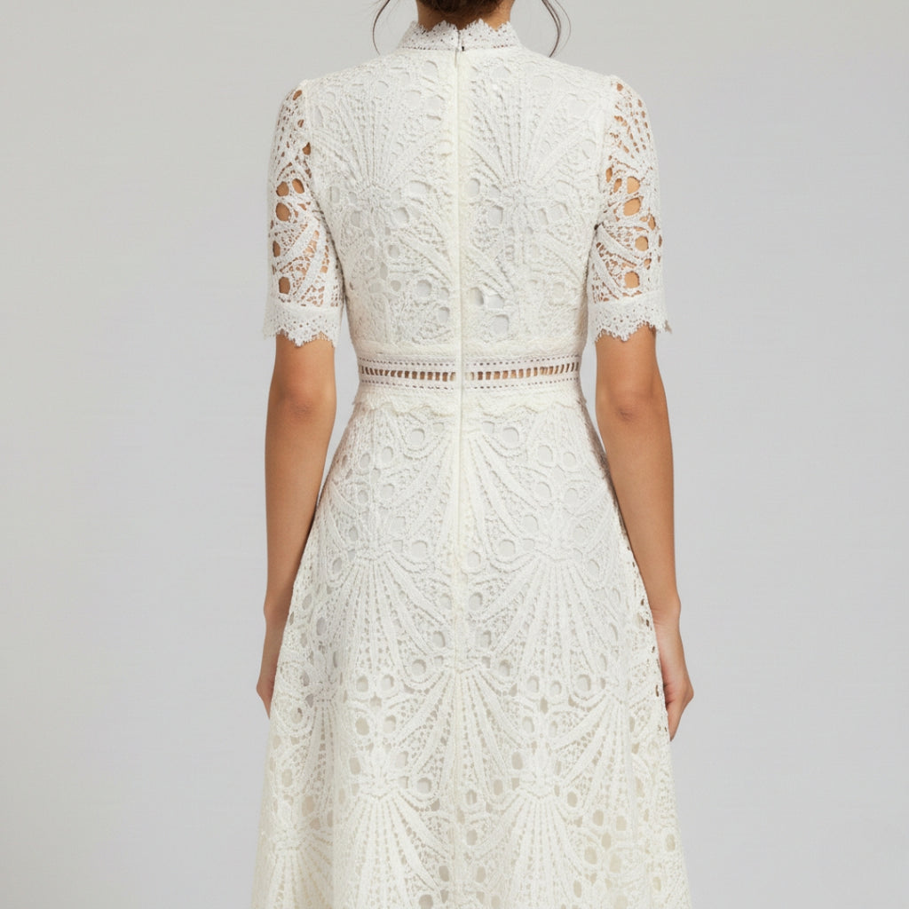 CHLOE Printed Puff Sleeve Midi Dress