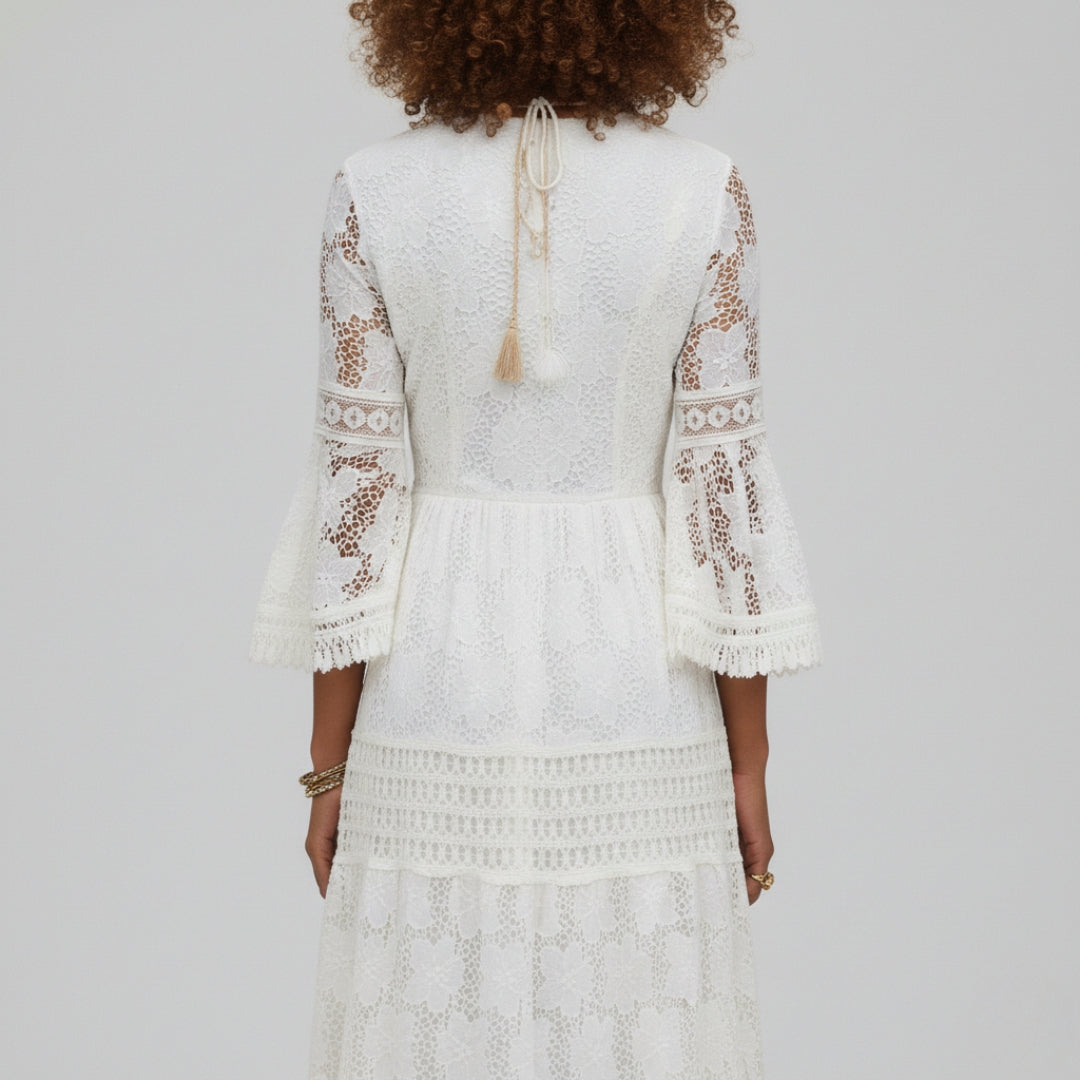 ELOISE Floral Lace Midi Dress