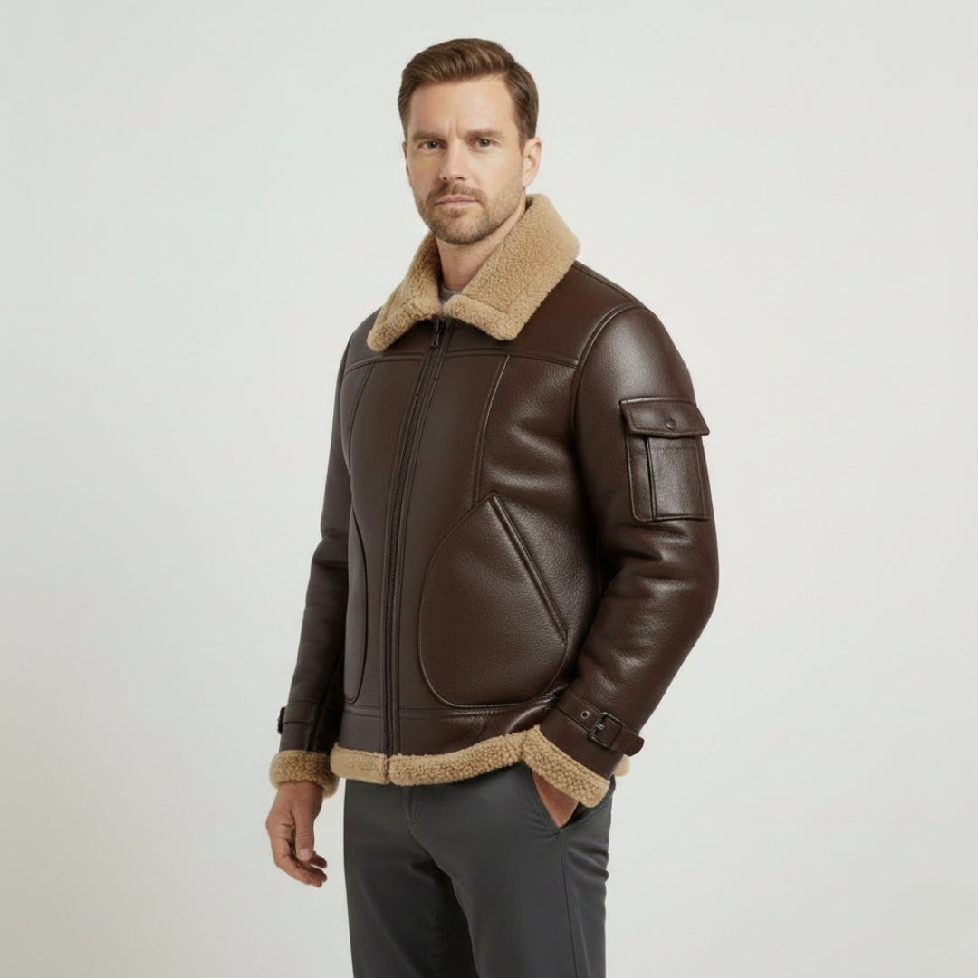 ROBERT Solid Zip-Up Jacket With Turn-Down Collar