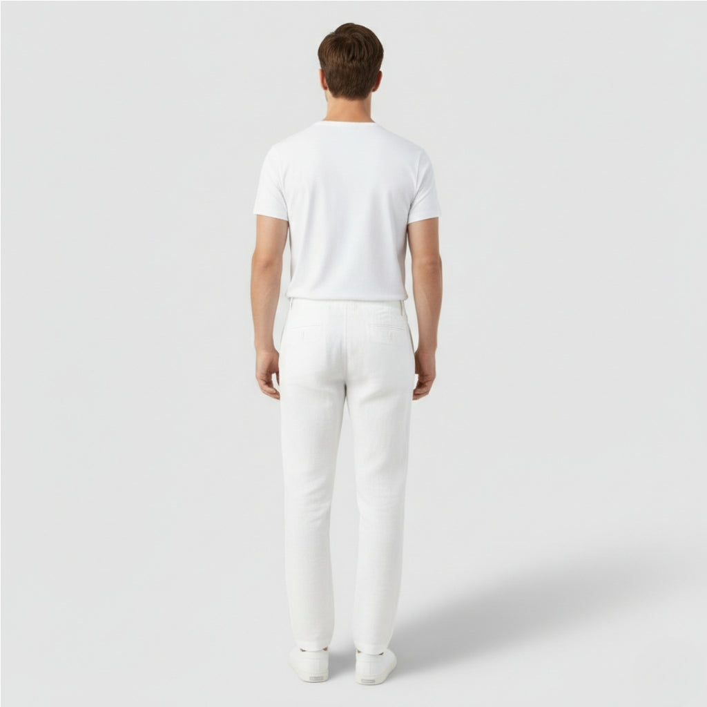 LUCAS Elastic Waist Cotton Linen Trousers