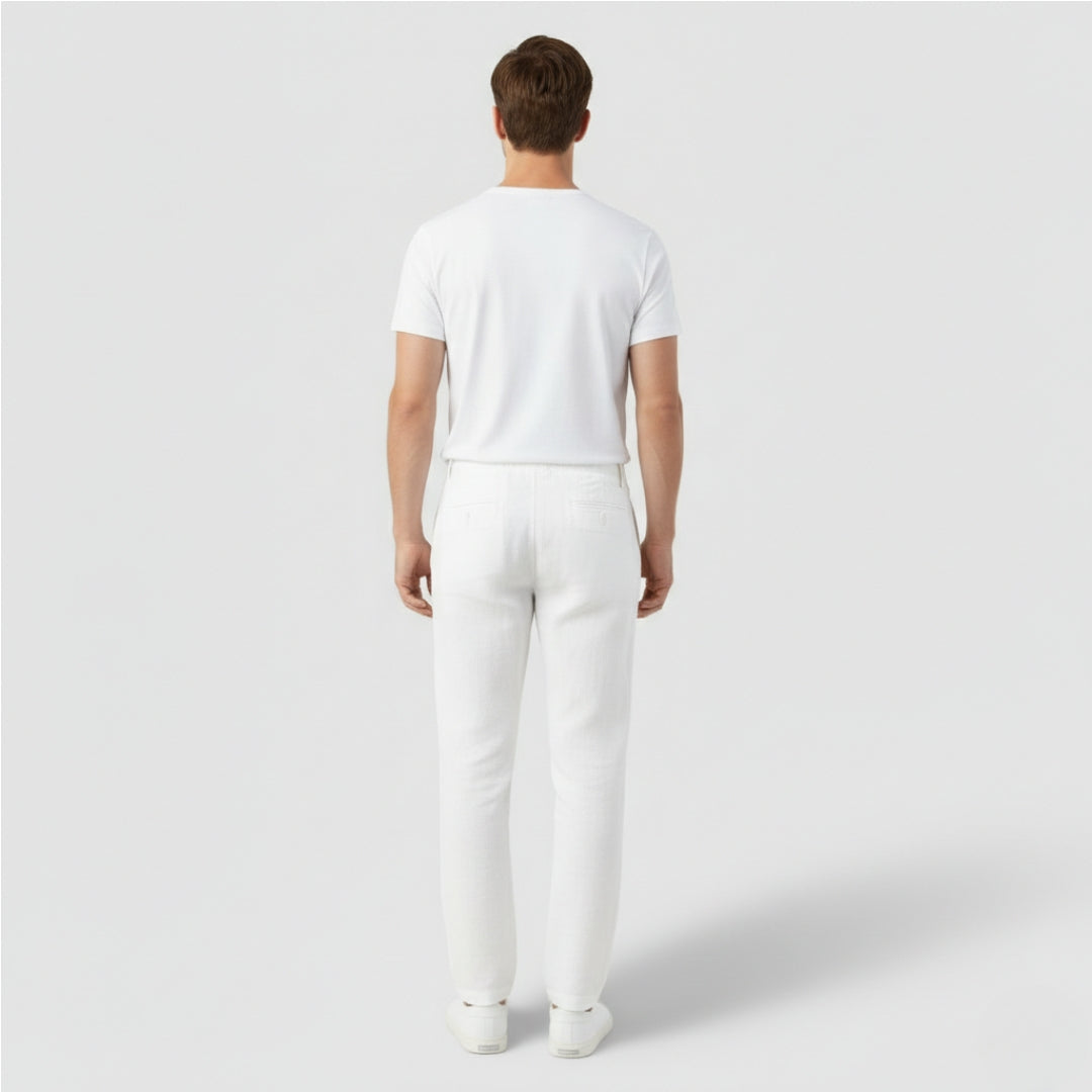 LUCAS Elastic Waist Cotton Linen Trousers