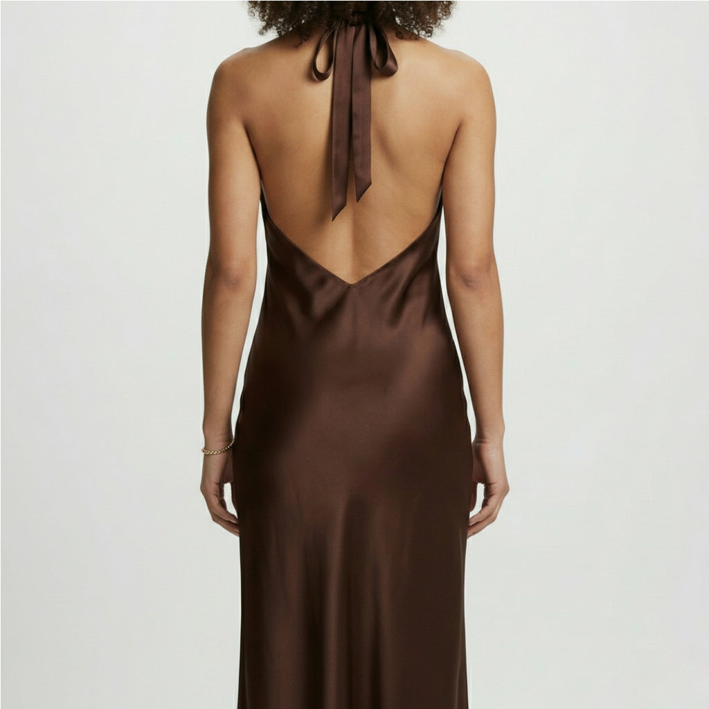 CHARLOTTE Backless Satin Maxi