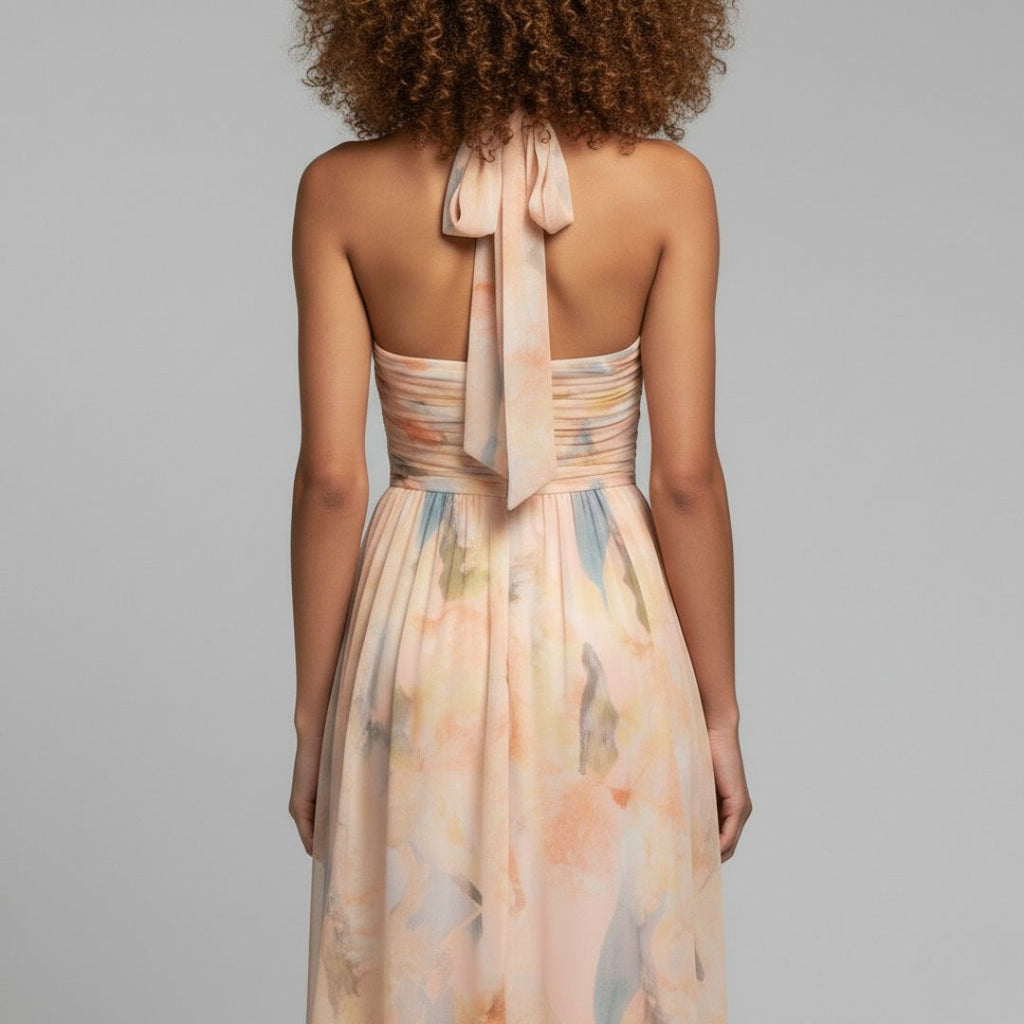 SANDRA Printed Backless Maxi Dress