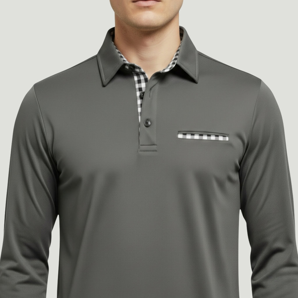 RAYMOND Long Sleeve Color Block Polo Shirt