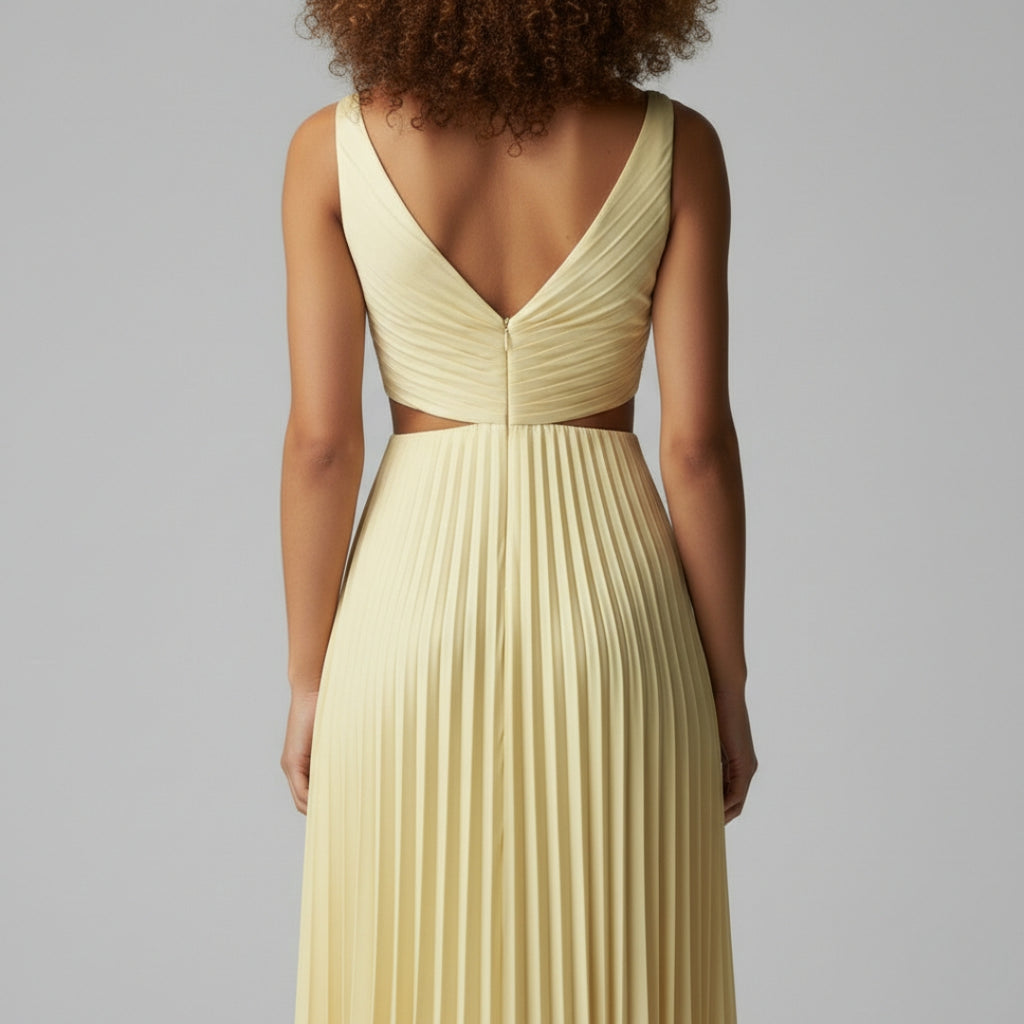 SOPHIE V-Neck Pleated Midi Dress