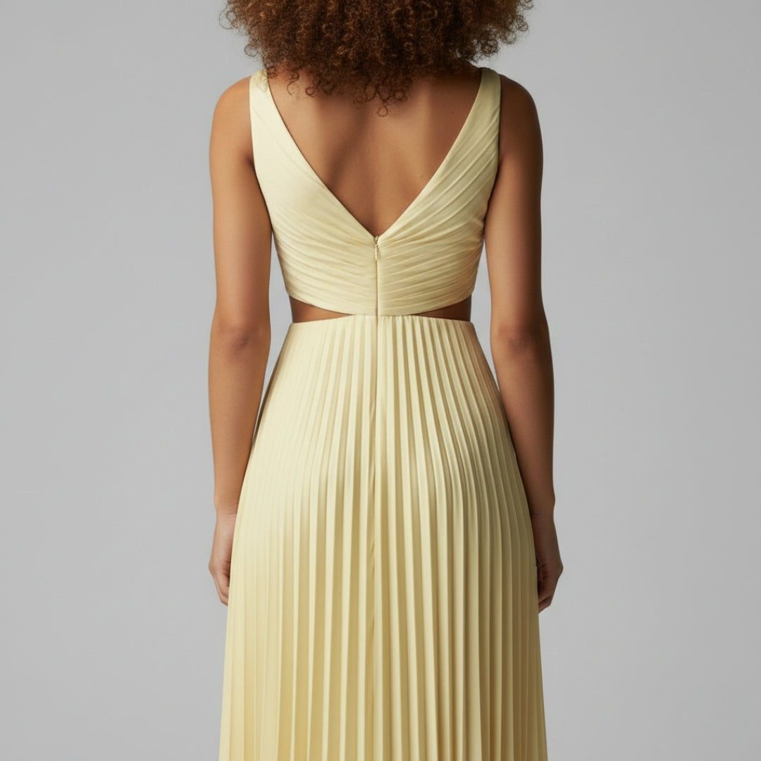 SOPHIE V-Neck Pleated Midi Dress
