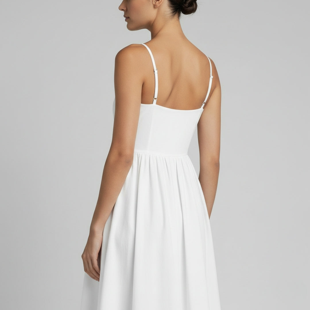 CELINE Square Neck A-Line Midi Dress