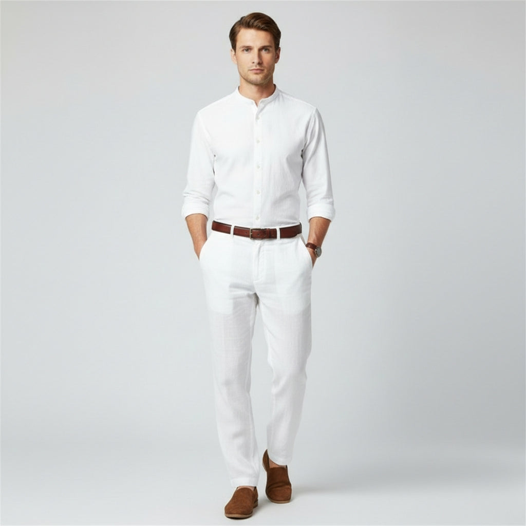 OLIVER Cotton Linen Ankle Pants