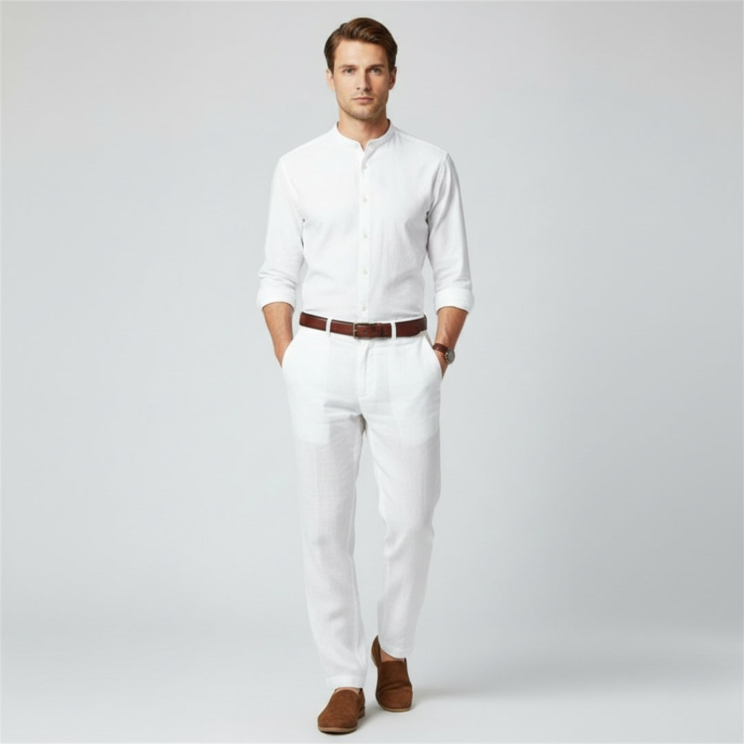 OLIVER Cotton Linen Ankle Pants