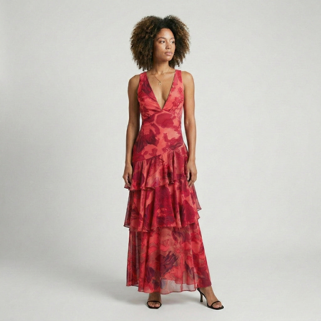 EILEEN V-Neck Plissé Maxi