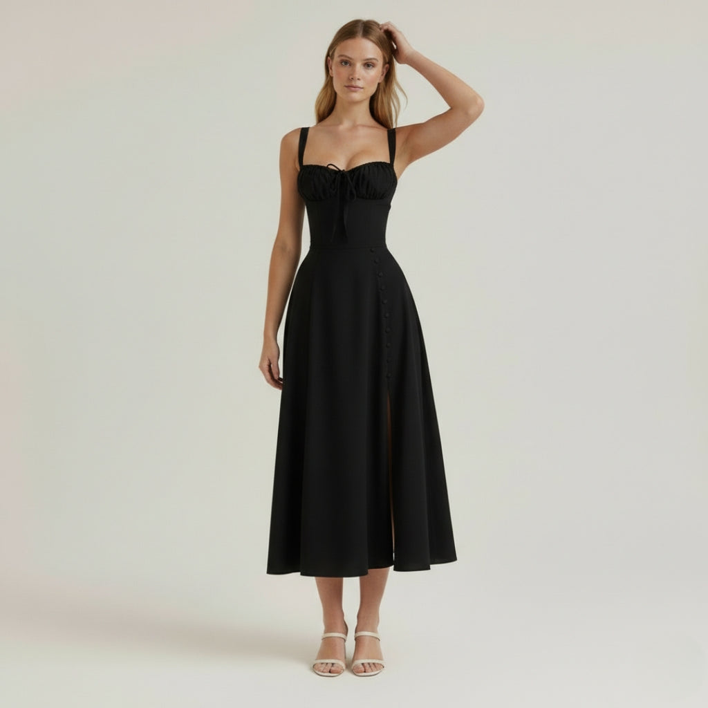 LUNA Floral Sweetheart Midi Dress