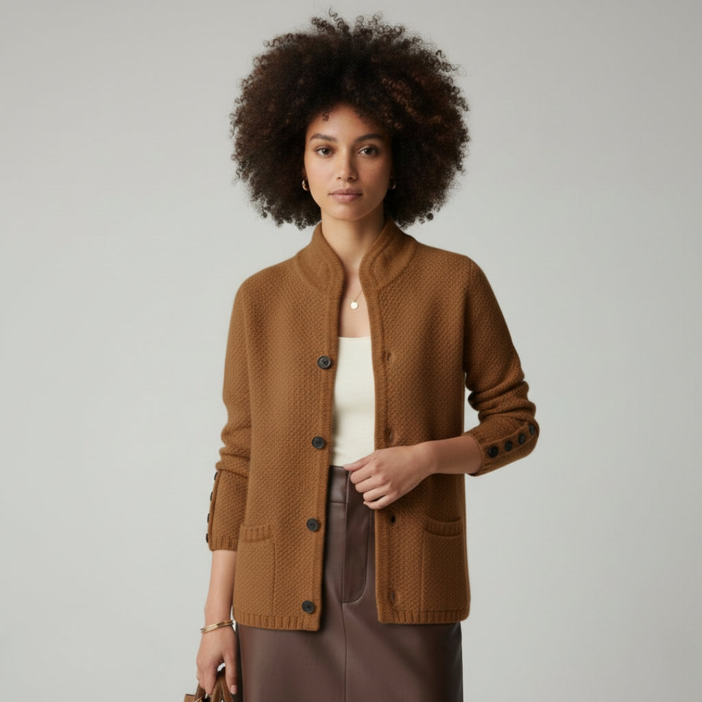 LORI Wool High Neck Cardigan