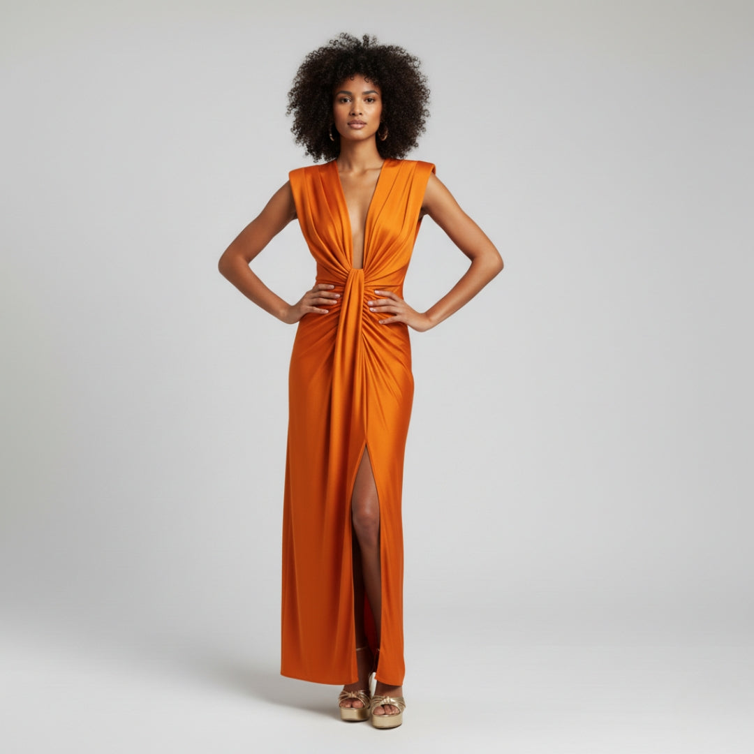 DARCY Elegant V-Neck Maxi Dress