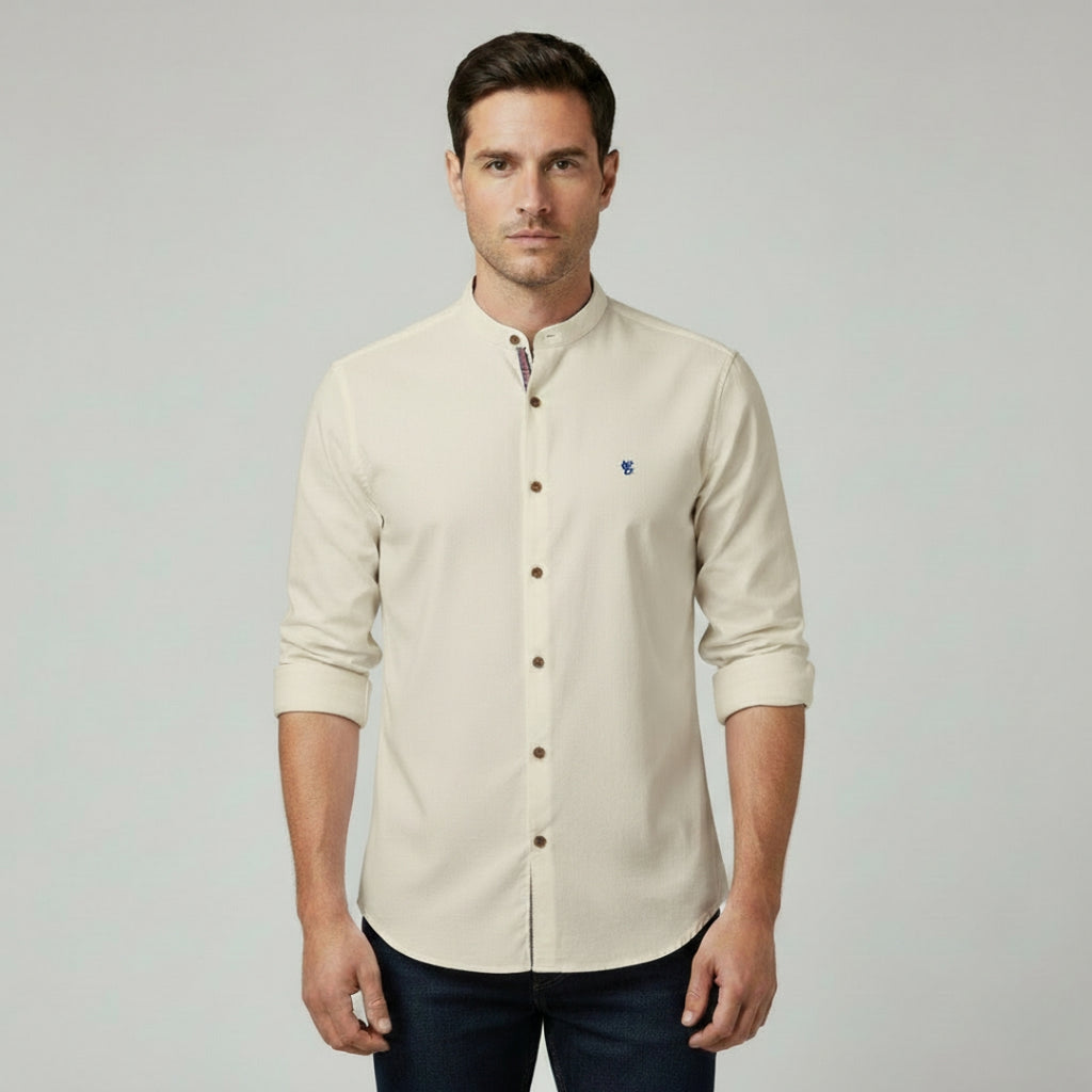 LUCAS Solid Cotton Button-Up Shirt