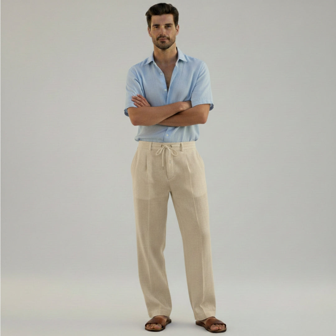 JONAS Drawstring Cotton Linen Trousers