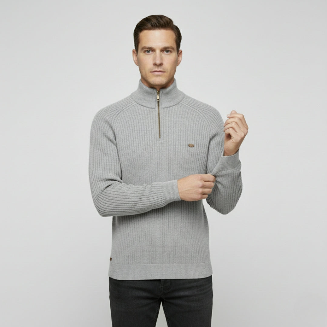 THEO Stand Collar Half-Zip Knit Sweater