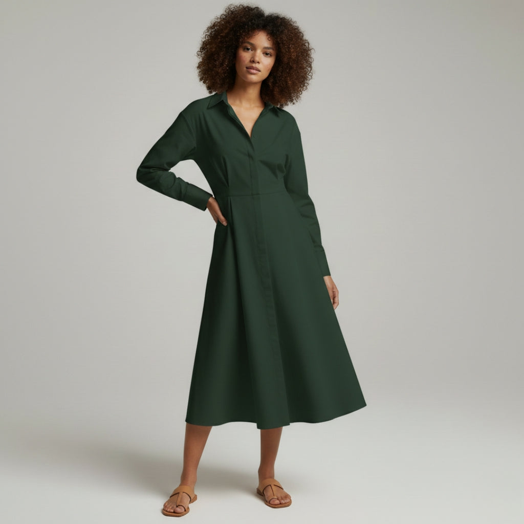 MATHILDA Striped Button Shirt Dress