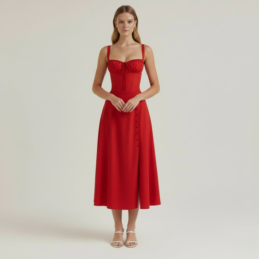 LUNA Floral Sweetheart Midi Dress