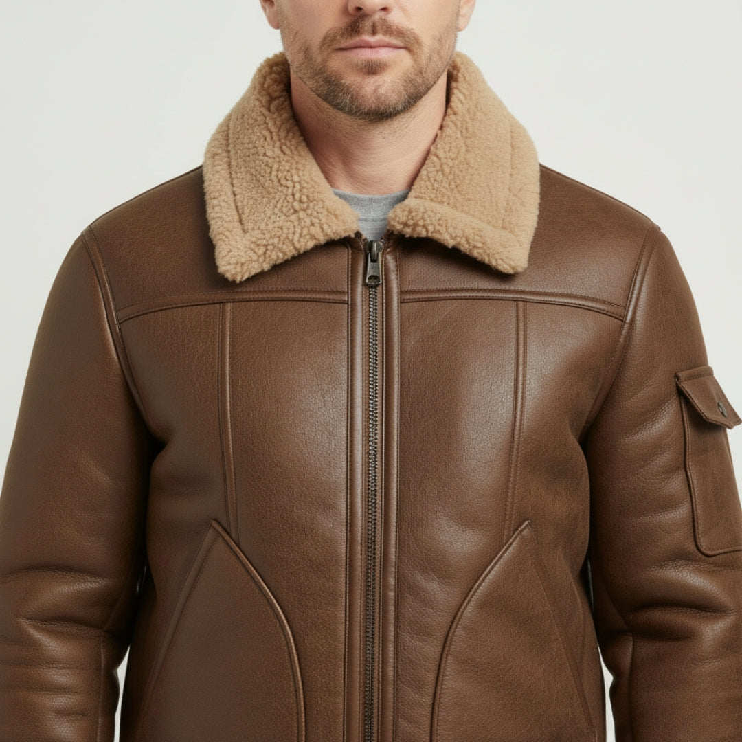 ROBERT Solid Zip-Up Jacket With Turn-Down Collar