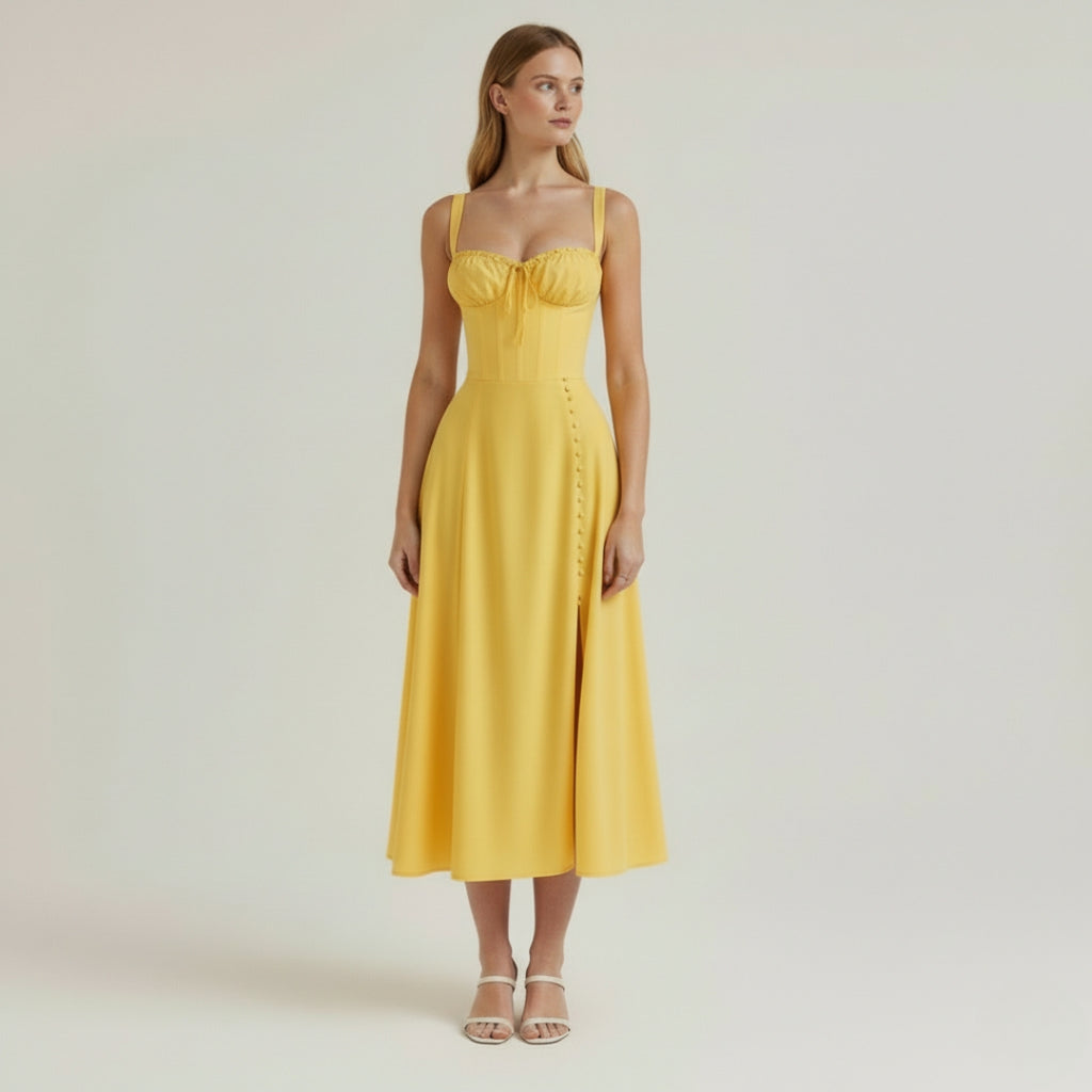 LUNA Floral Sweetheart Midi Dress