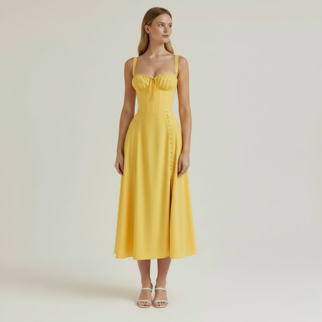 LUNA Floral Sweetheart Midi Dress