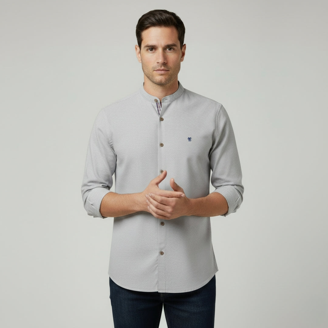 LUCAS Solid Cotton Button-Up Shirt