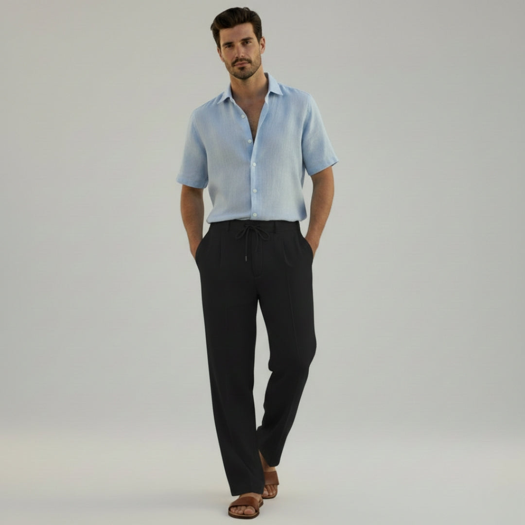 JONAS Drawstring Cotton Linen Trousers