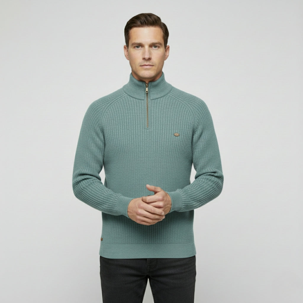 THEO Stand Collar Half-Zip Knit Sweater
