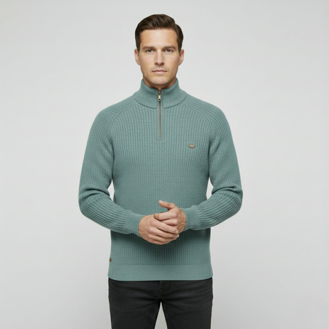 THEO Stand Collar Half-Zip Knit Sweater