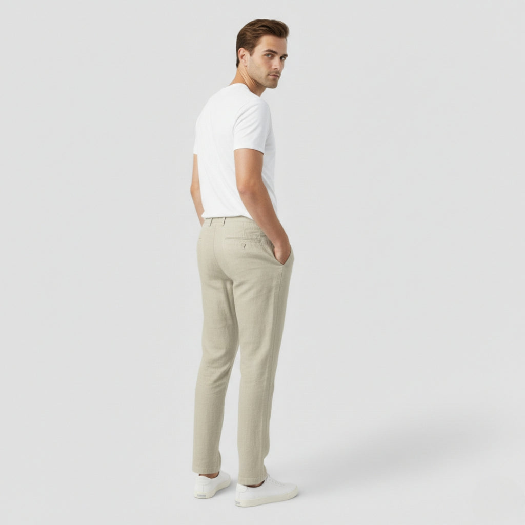 LUCAS Elastic Waist Cotton Linen Trousers