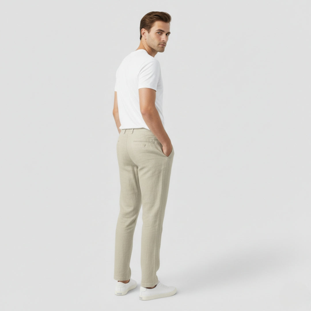 LUCAS Elastic Waist Cotton Linen Trousers