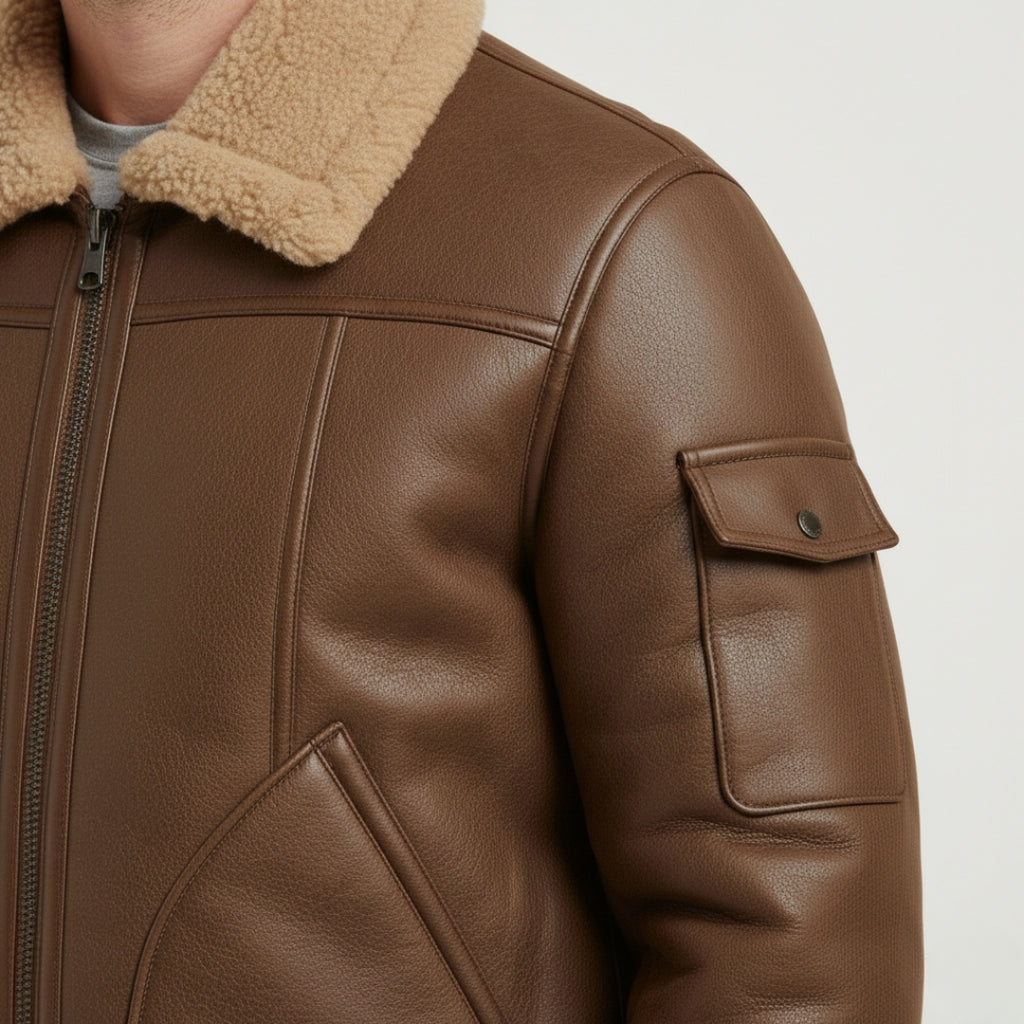 ROBERT Solid Zip-Up Jacket With Turn-Down Collar