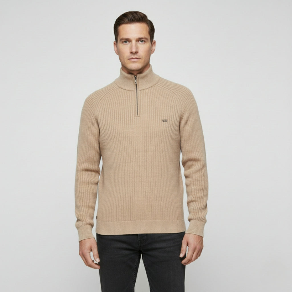 THEO Stand Collar Half-Zip Knit Sweater
