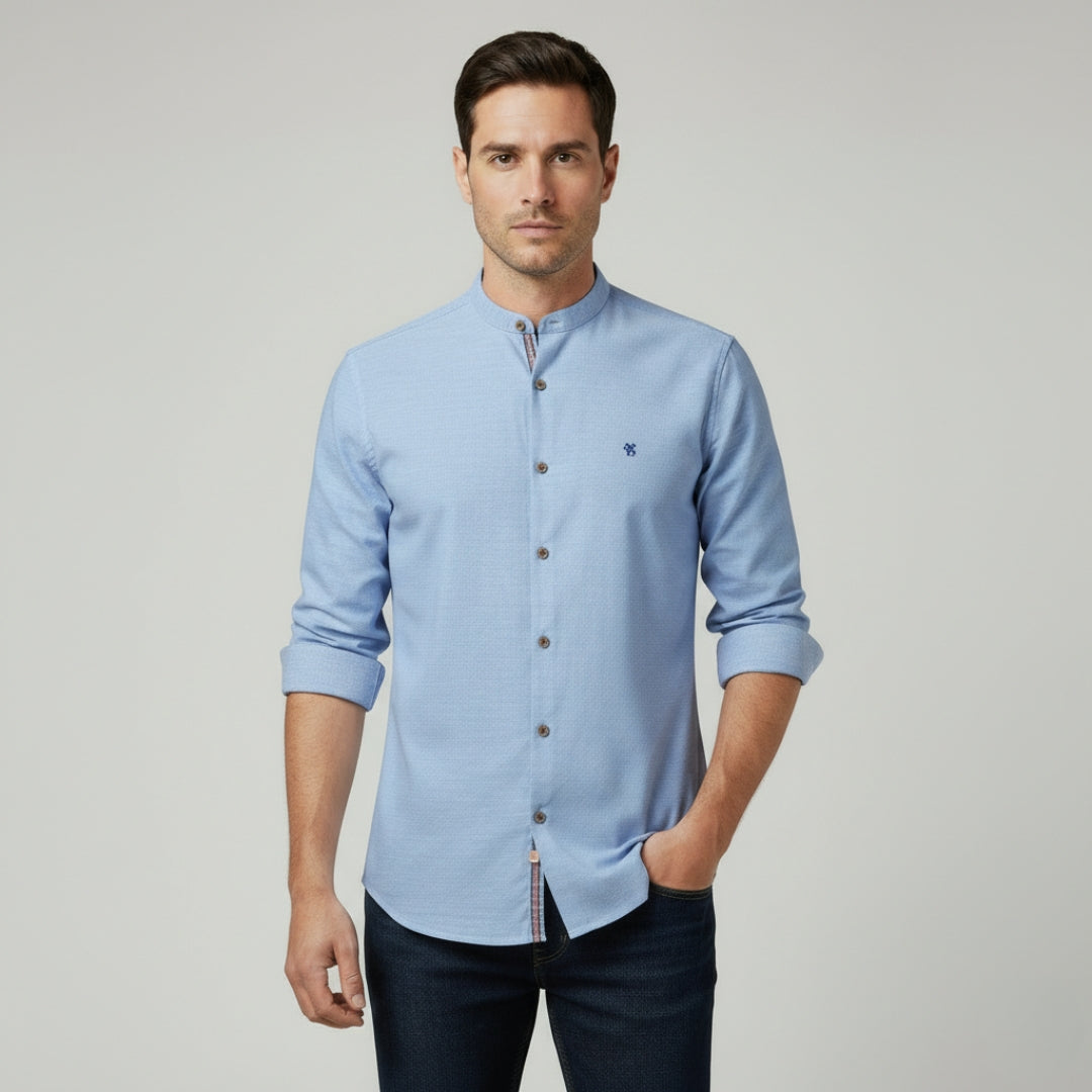 LUCAS Solid Cotton Button-Up Shirt