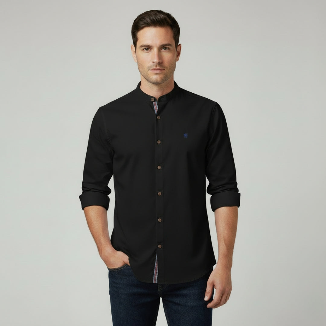LUCAS Solid Cotton Button-Up Shirt