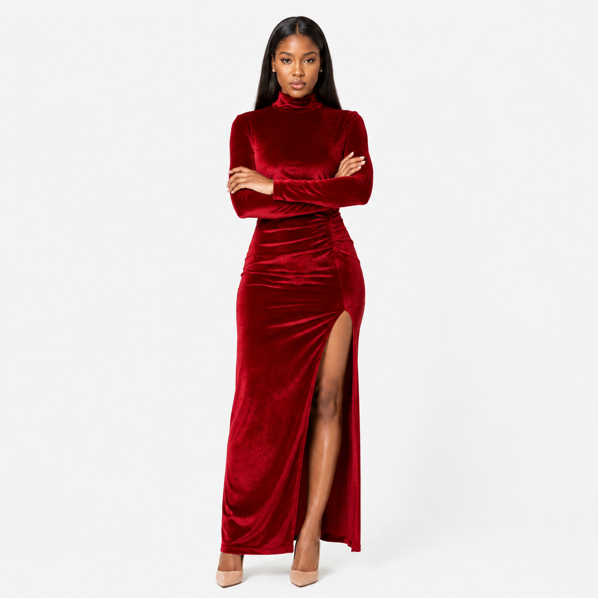 ADELINA Cutout Structured Midi Dress