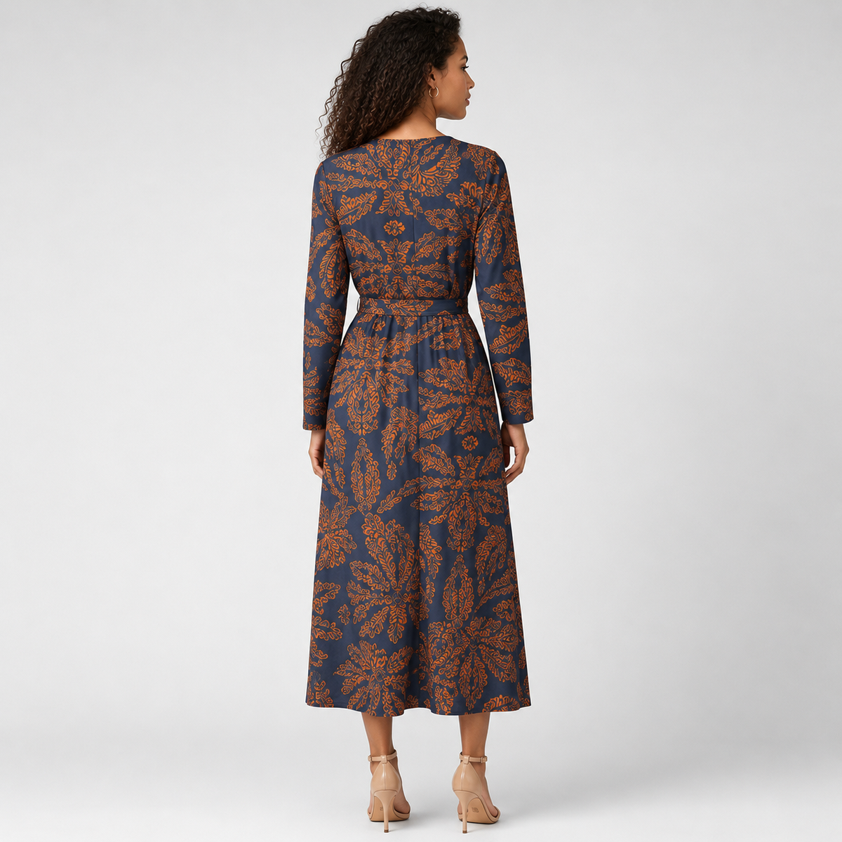 ADELINA Floral Elastic-Waist Maxi Dress