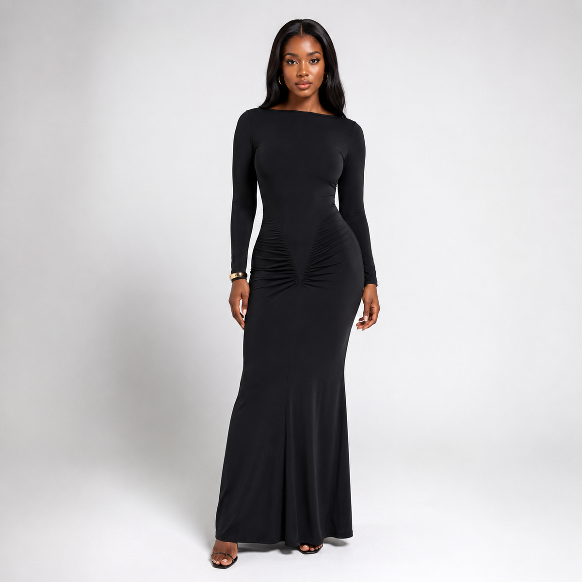 ADELISE Long-Sleeve Maxi Dress