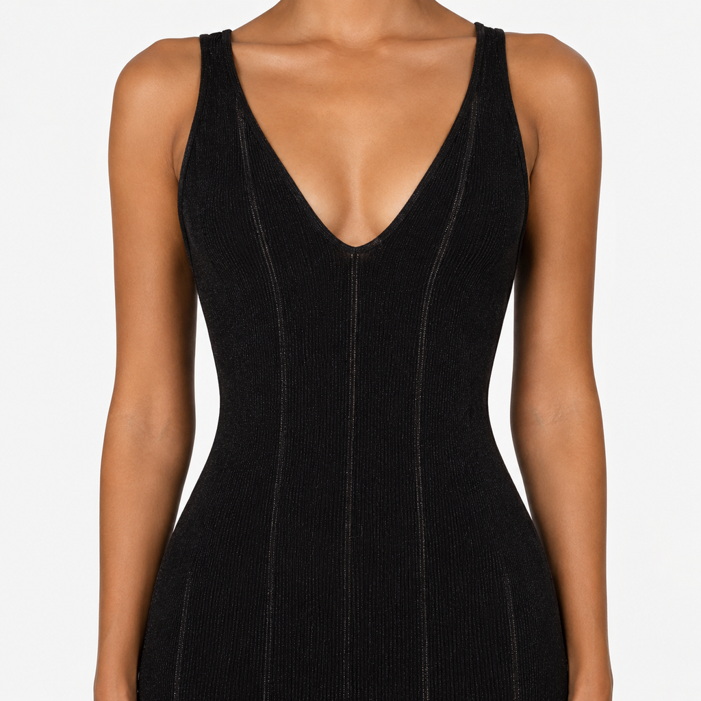 ALESSIA Backless V-Neck Maxi Dress