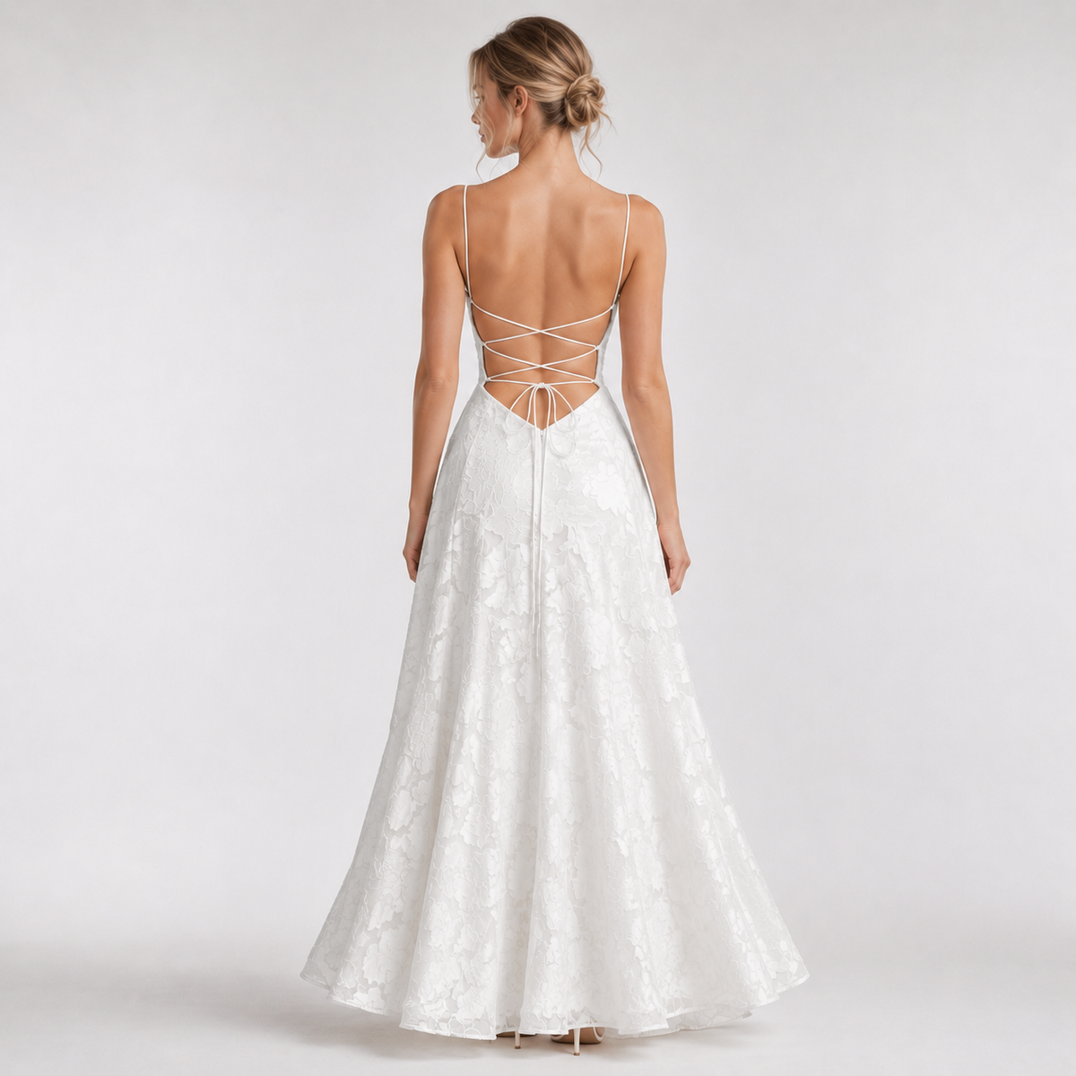 AMARA Backless Embroidered Maxi Dress