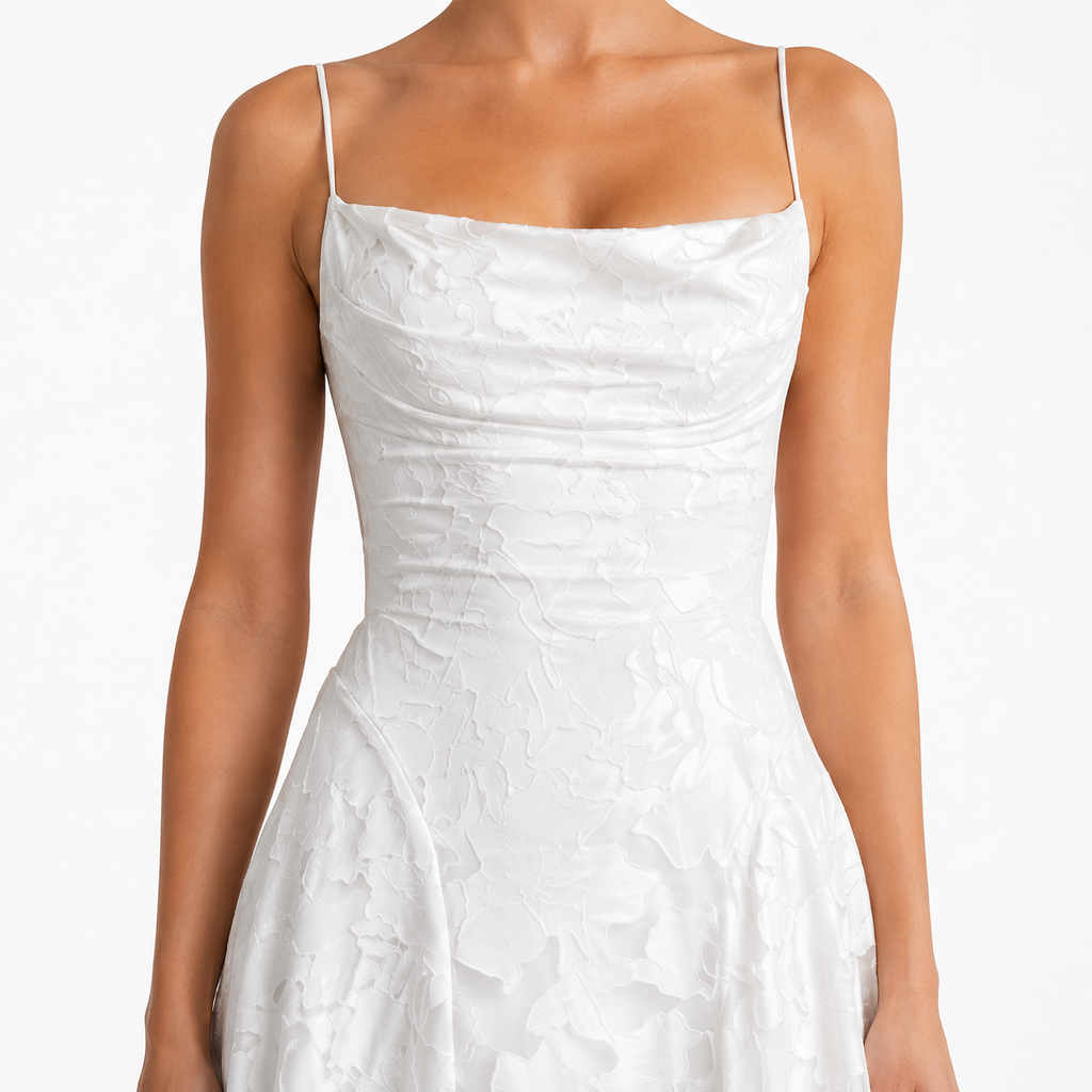 AMARA Backless Embroidered Maxi Dress