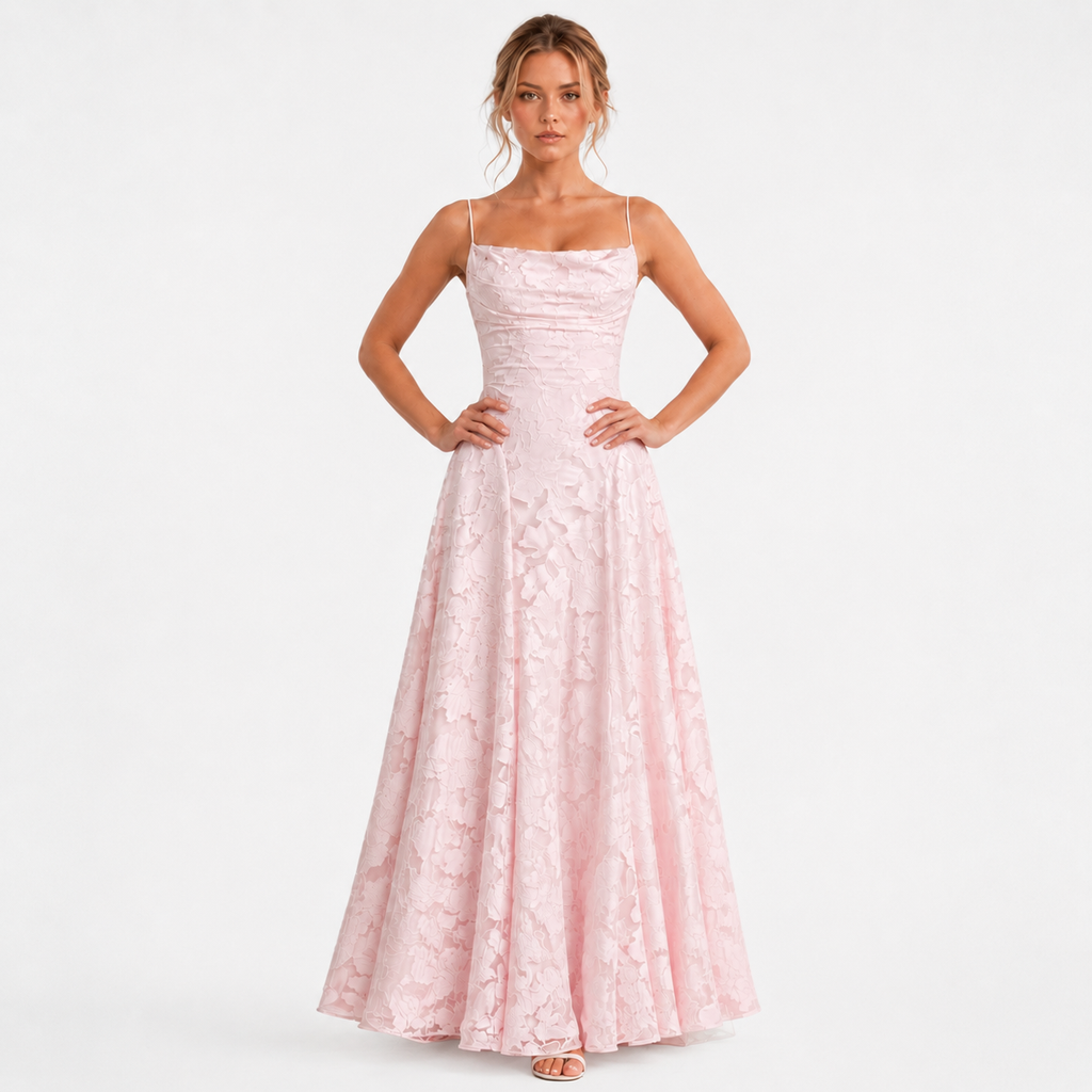 AMARA Backless Embroidered Maxi Dress
