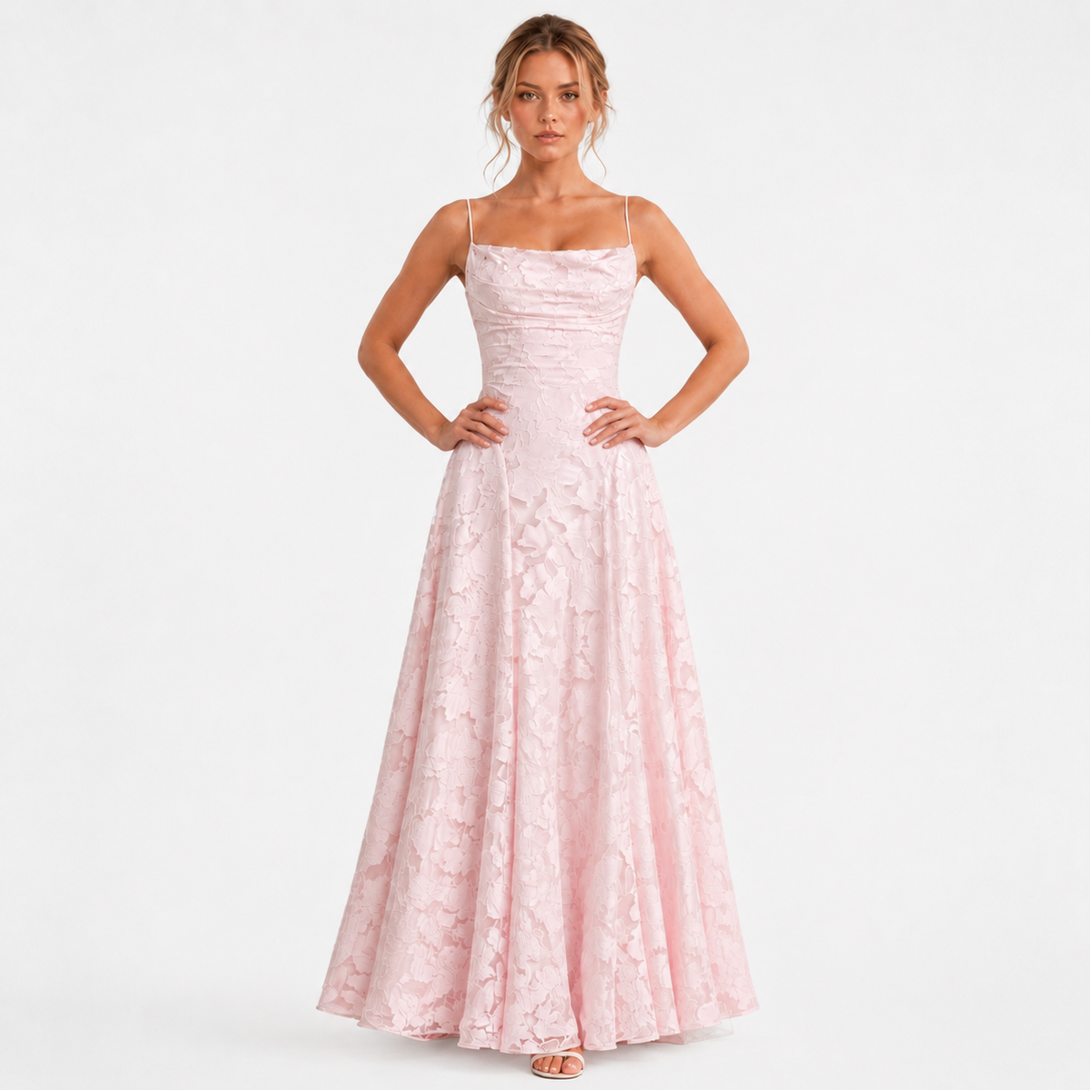 AMARA Backless Embroidered Maxi Dress