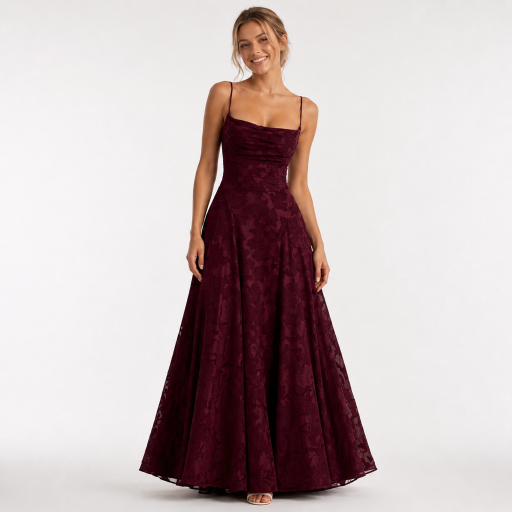 AMARA Backless Embroidered Maxi Dress