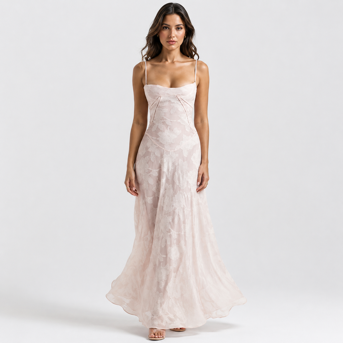 ANASTASIA Split-Neck Silky-Soft Maxi Dress