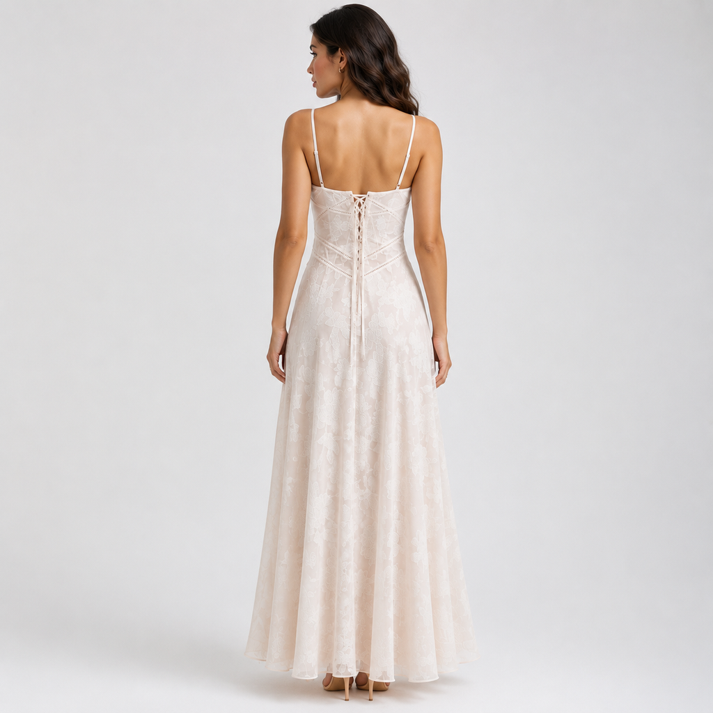 ANASTASIA Split-Neck Silky-Soft Maxi Dress