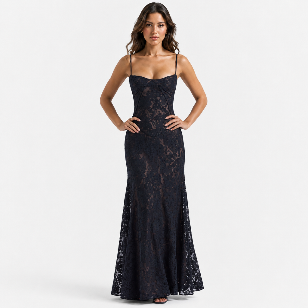 ANASTASIA Split-Neck Silky-Soft Maxi Dress