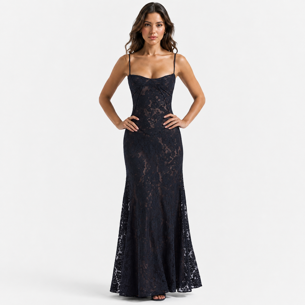 ANASTASIA Split-Neck Silky-Soft Maxi Dress